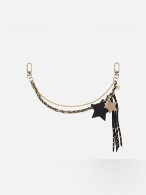 HOBO Black Leather Star Tassel Key & Card Holder with Gold Hardware